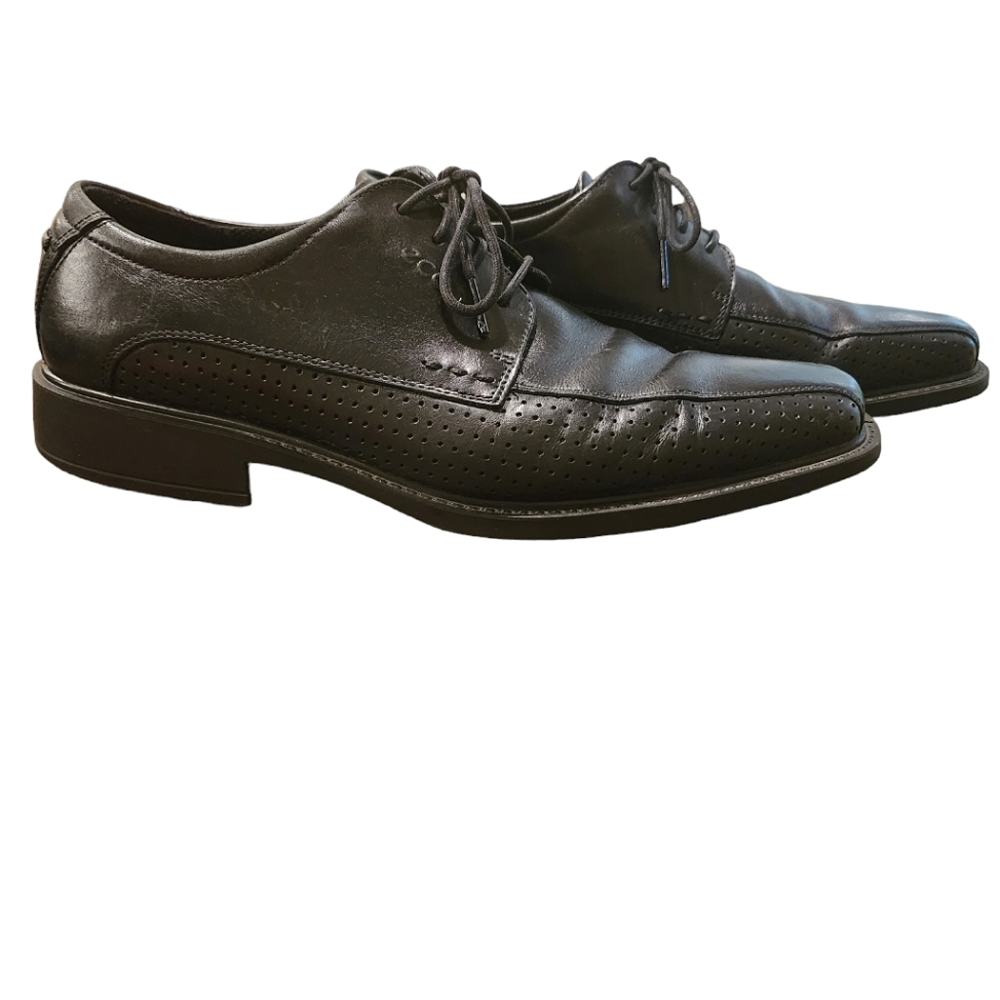 Ecco Leather Shock Point Walkable Lace Up Oxfords EU 42 US 8.5 black